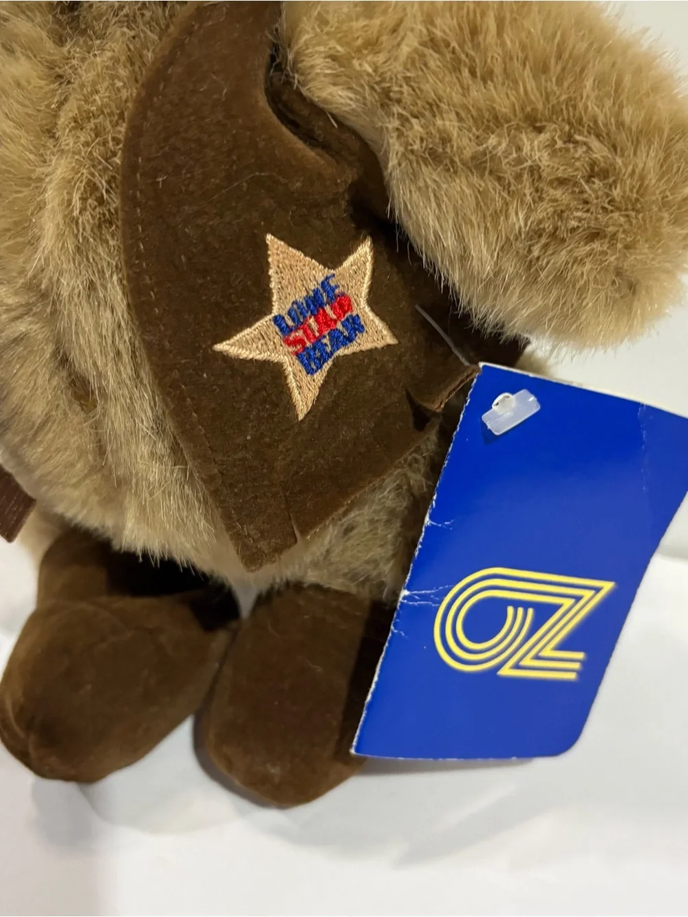 Vintage 1990 OZ Enterprises LoneStar Teddy Bear Plush Fishing License Hat‎ 10”